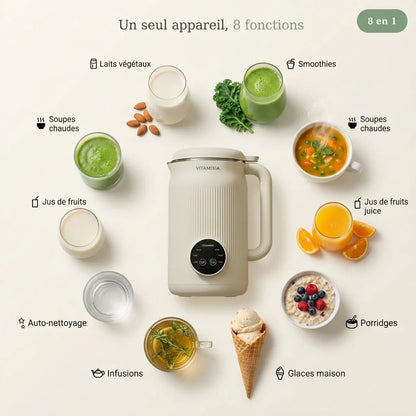VitaMixia -- Multifonctions 8-en-1 , Préparer Du Lait Végétal , Des Jus & Bien Plus)