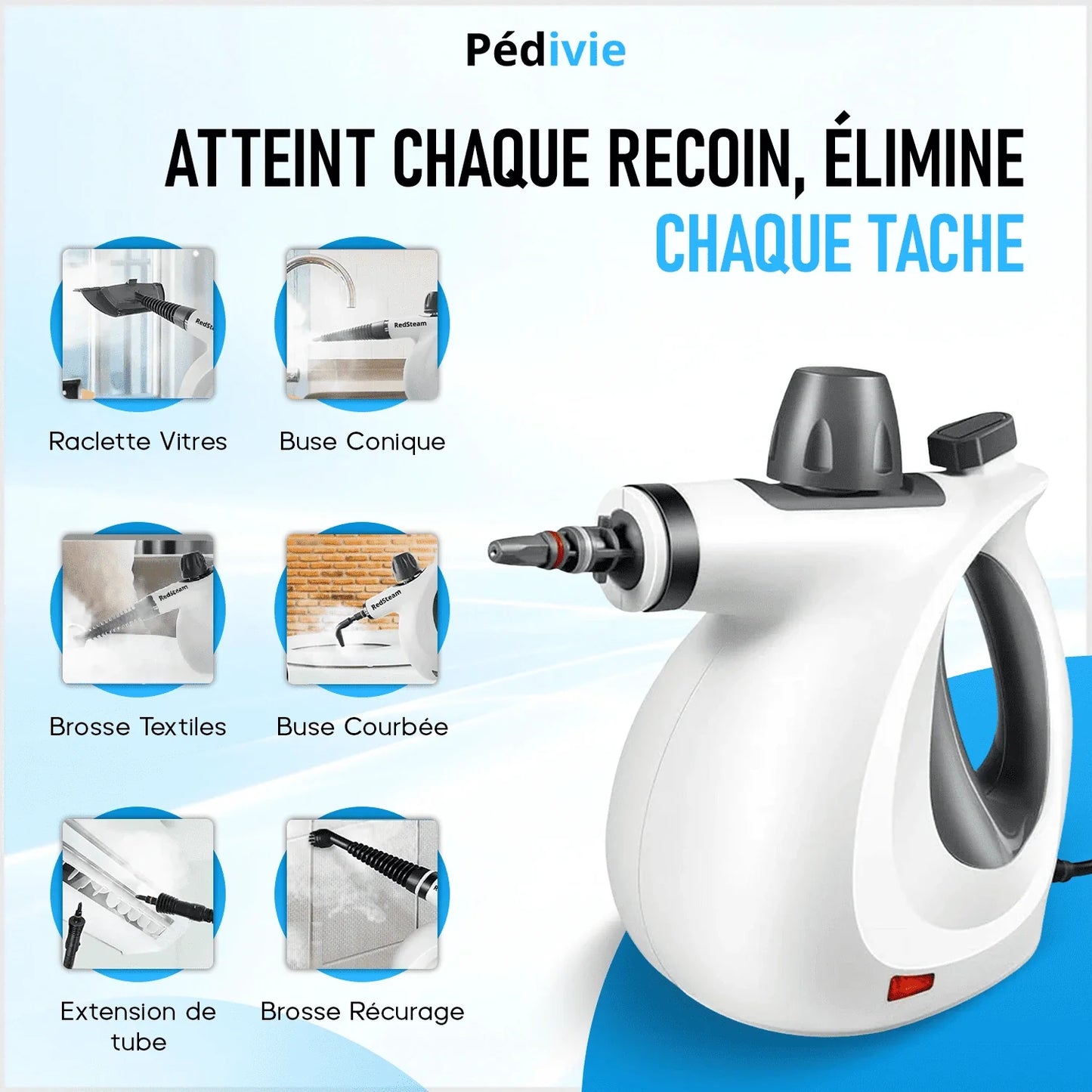 RedSteam V15 Pro Parní čistič - Dezinfekce na úrovni nemocnic | 9v1 & Bez toxických látek