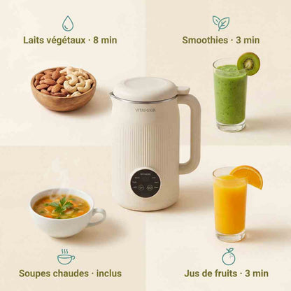 VitaMixia -- Multifonctions 8-en-1 , Préparer Du Lait Végétal , Des Jus & Bien Plus