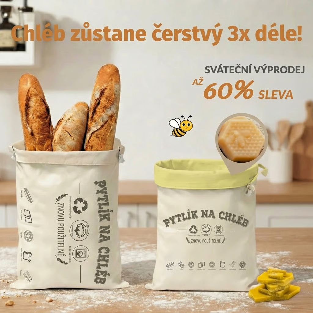 Prémiové sáčky na chleba vyrobené ze 100% bavlny a včelího vosku