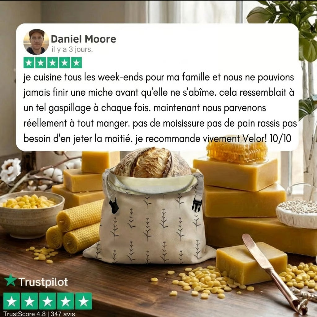Sacs à pain premium 100 % coton et cire d’abeille