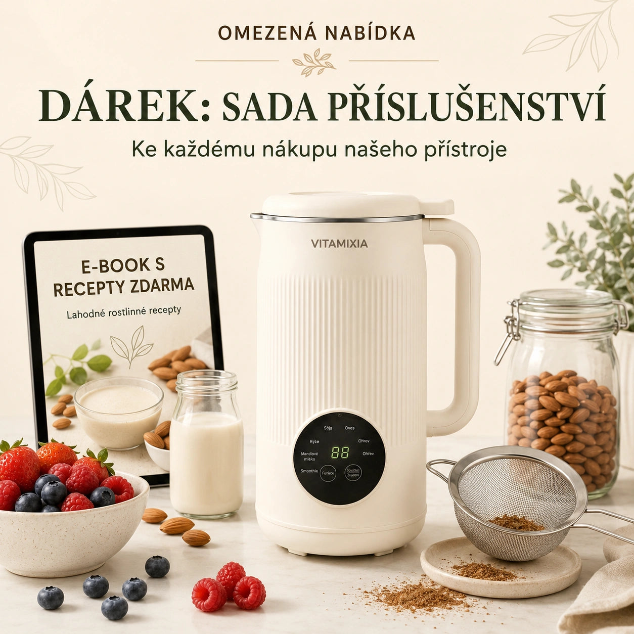 VitaMixia – Multifunkční přístroj 8v1 pro přípravu rostlinného mléka, džusů a mnoho dalšího.