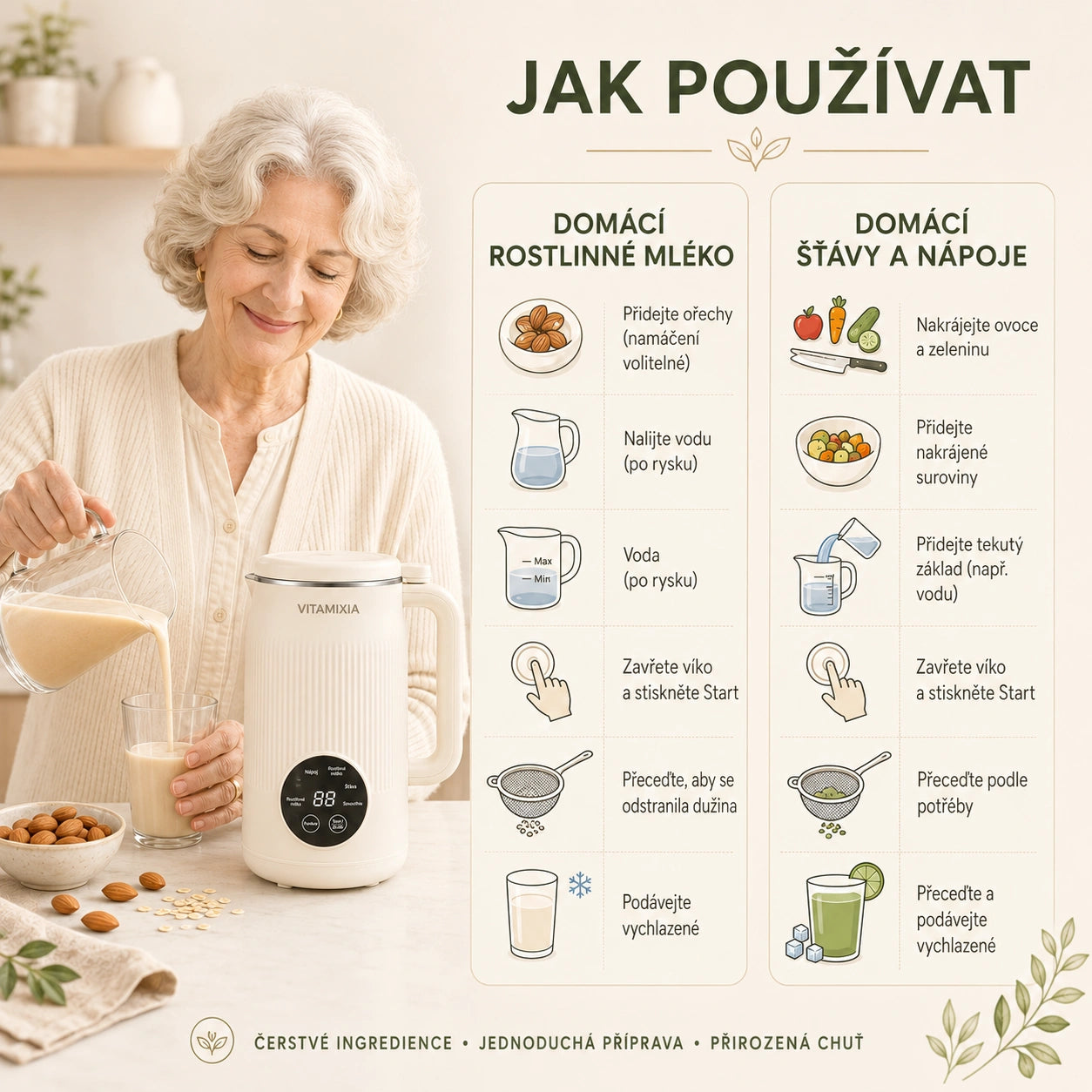VitaMixia – Multifunkční přístroj 8v1 pro přípravu rostlinného mléka, džusů a mnoho dalšího.
